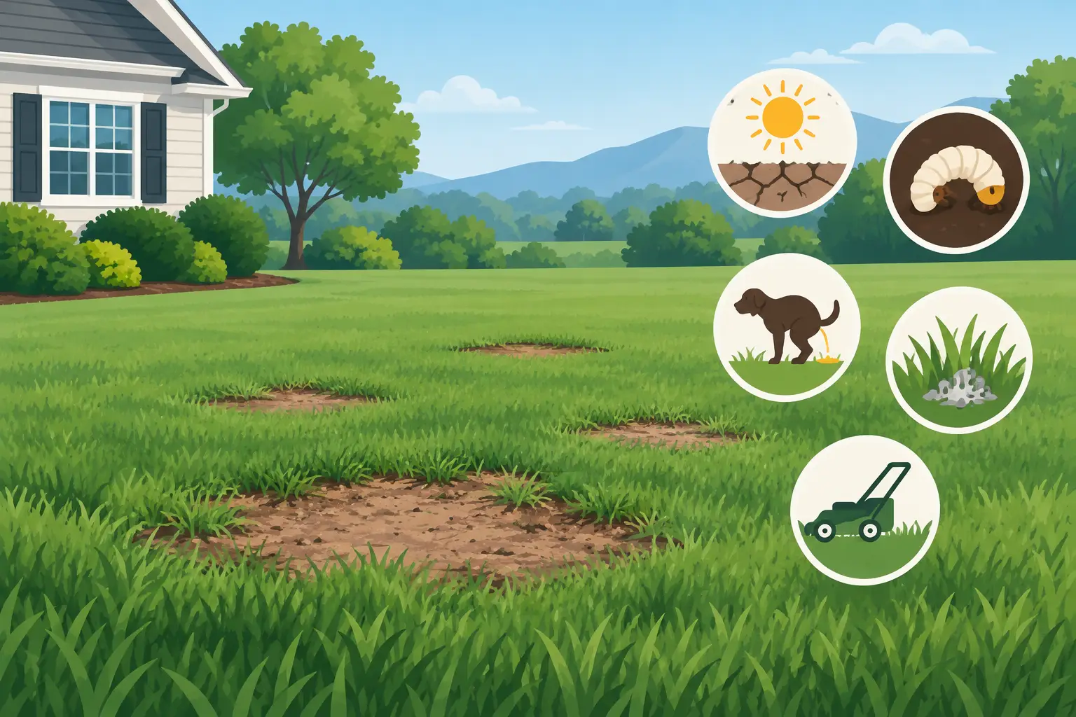 What Causes Bare Lawn Patches in Virginia?